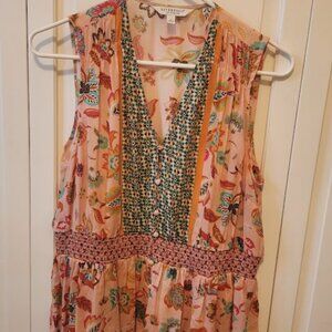 Liverpool Los Angeles Floral Beaded Peplum Top - Bohemian Chic!